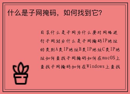什么是子网掩码，如何找到它？ 